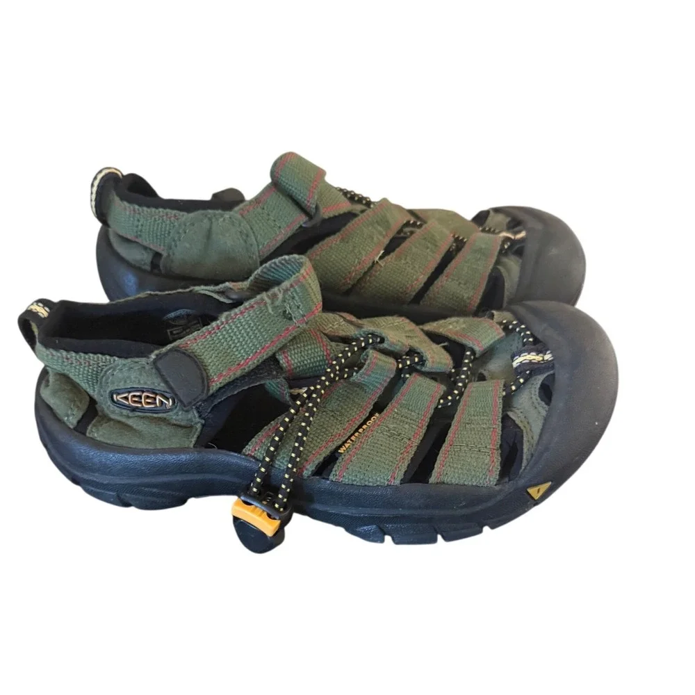 Keen Newport H2 Kids Sport Sandals Olive Green Orange Waterproof Size 13 US